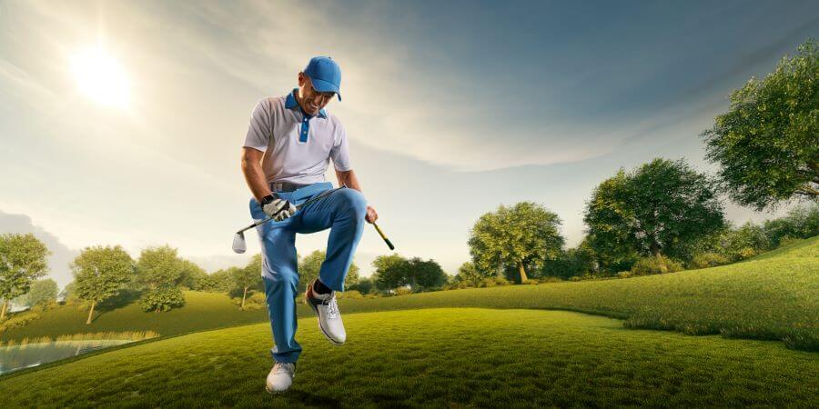 angry golfer snaps golf club