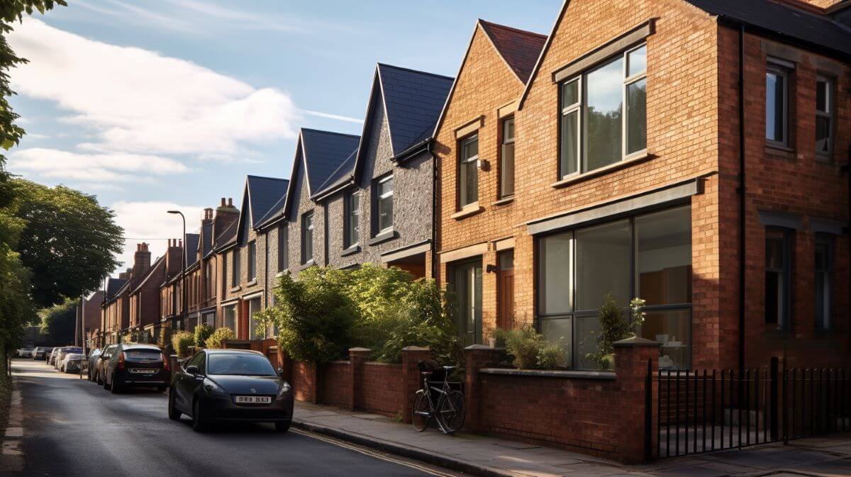 modern house on terraced street